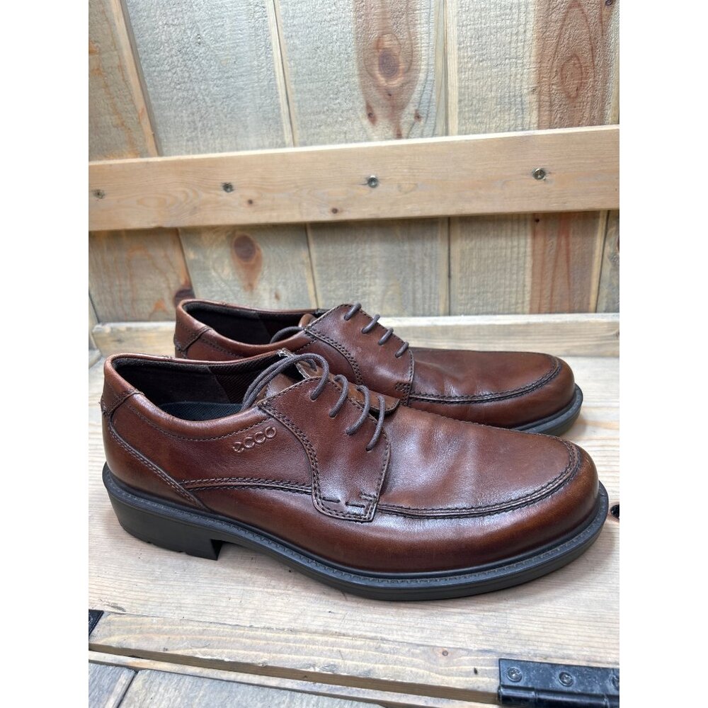 Ecco Mens Brown Leather Lace-Up Dress Shoes Size 43 US 9/9.5